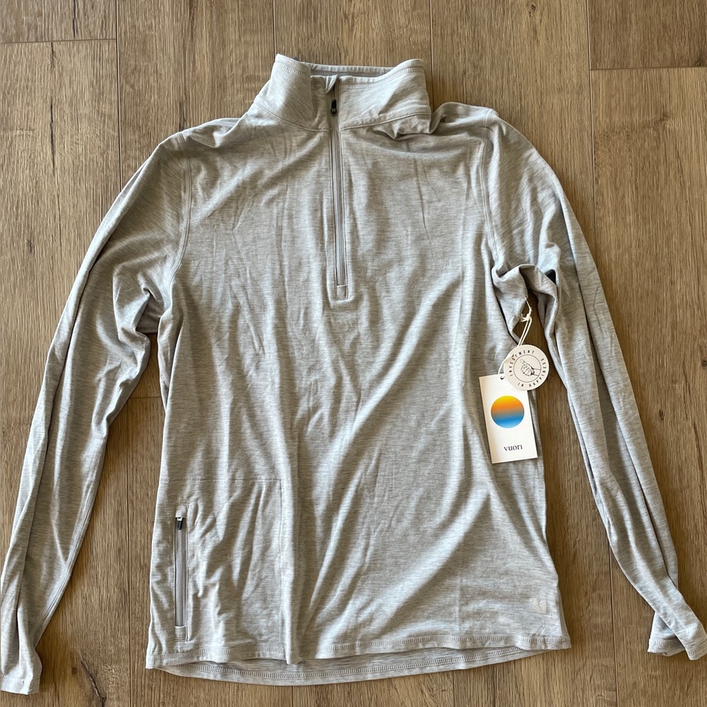 Vuori Ease Performance 1/2 Zip, light heather grey, Men’s small